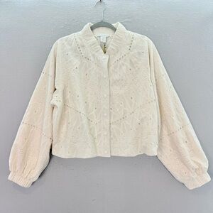 House Of Harlow - New women’s lace eyelet embroidered cropped Jacket Ivory SZ M
